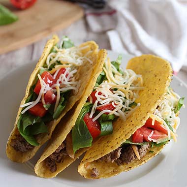 Three Beef Tacos (Crispy or Soft)